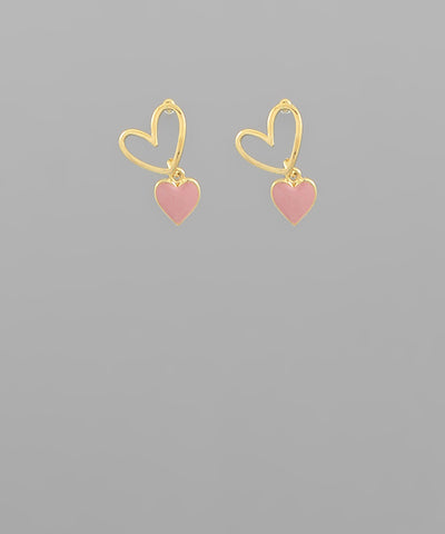 Double Heart Dangle Earrings