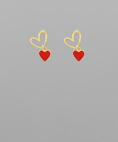 Double Heart Dangle Earrings
