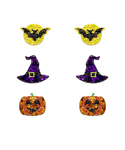 Bat/Witch Hat/Pumpkin Set Earrings