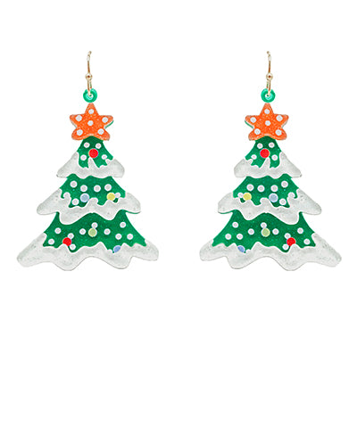 Frosted Christmas Tree Earrings
