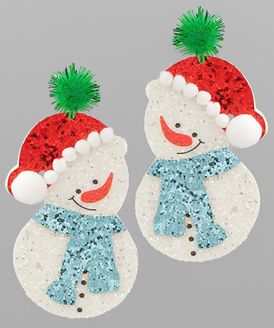 Glitter Snowman Earrings