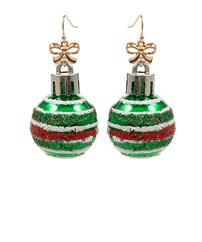 X-MAS Ornament Glitter Ball Earrings