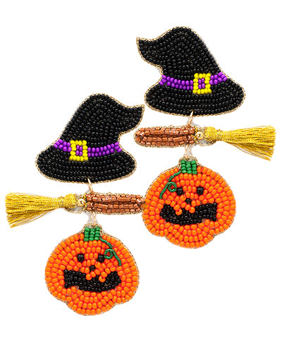 Halloween Broom & Witch Hat Earrings