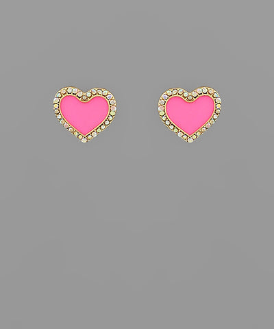 Bead Crystal Heart Earrings