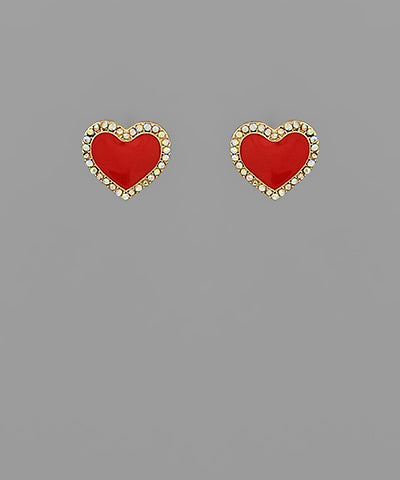 Bead Crystal Heart Earrings
