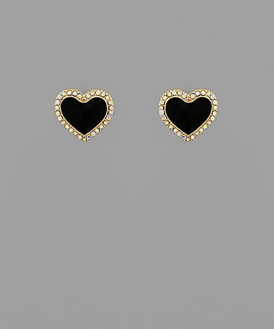 Bead Crystal Heart Earrings