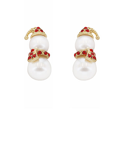 Pearl Snowman Hat & Scarf Earrings