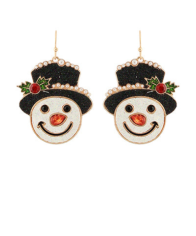 Snowman With Hat Earrings