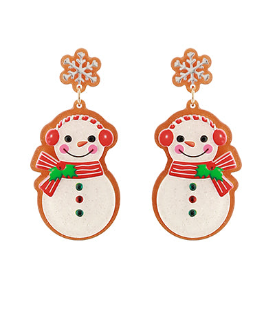 Snowman With Ear Muff Earrings