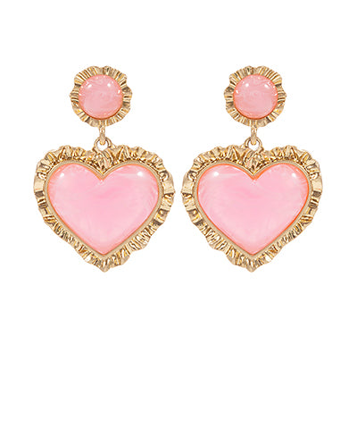 Vintage Framed Heart Drop Earrings