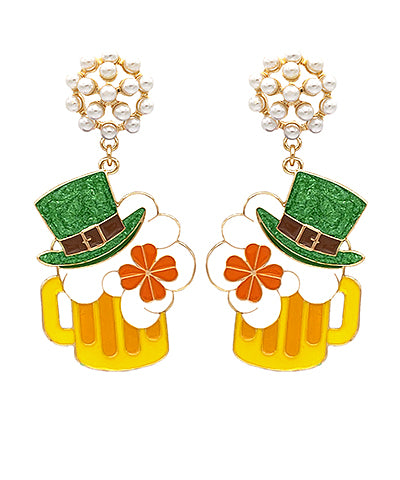 St. Patrick's Day Beer Drop Earrings