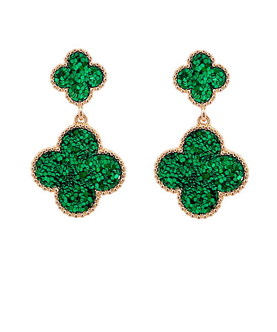 2 Sequin Clover Drop Earrings