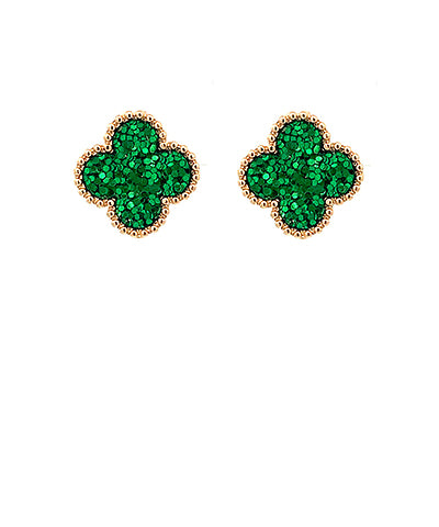 Sequin Clover Stud Earrings