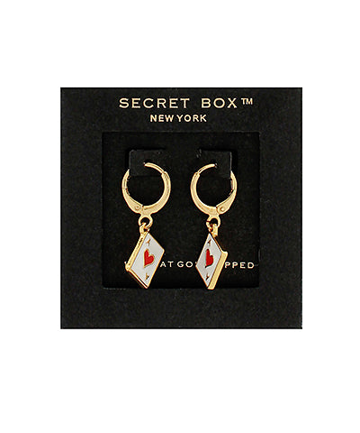 Heart Card Huggie Earrings