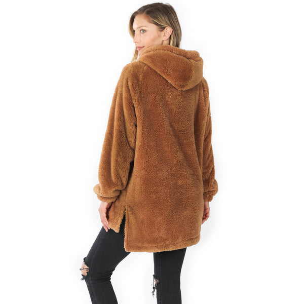 Hooded Faux Fur with Kangaroo Pocket Pullover - 3 Colors!