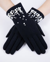 Wool Felted Glove With Pearls