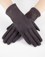 Rhinestone Vegan Suede Touchscreen Gloves - Multiple Colors