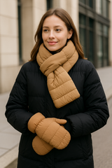 Ribbed Puffer Keyhole Scarf - Multiple Colors