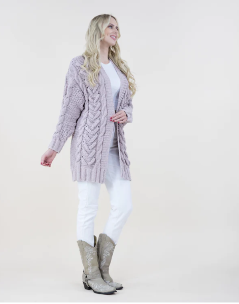 Herringbone Pattern Knitted Cardigan