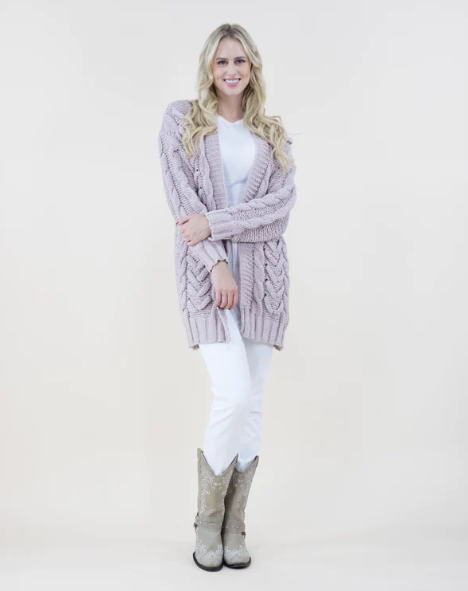 Herringbone Pattern Knitted Cardigan