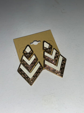 White & Gold Dangle Earrings