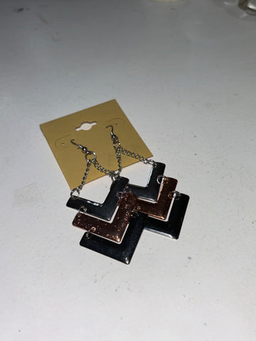 Long Metal Dangle Earrings