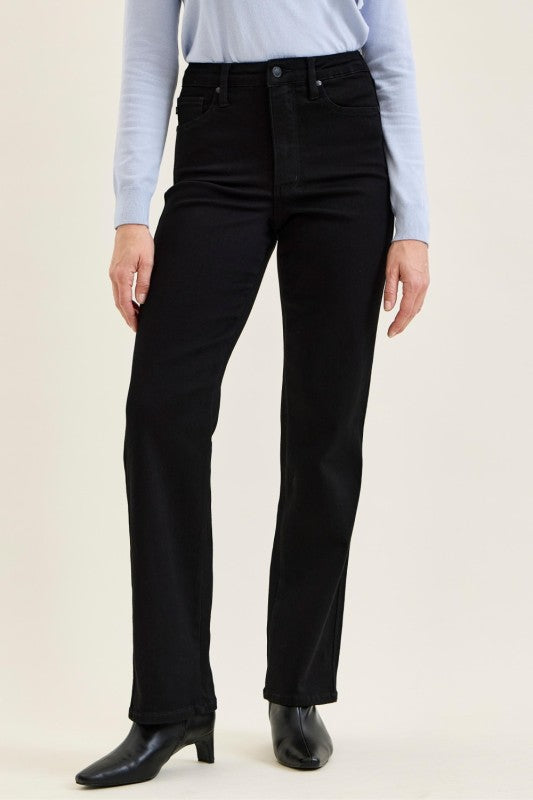 Kimberly High-Waist Tummy Control Straight Leg Jeans – Black Edit