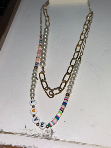 Love Beaded 2 Strand Necklace