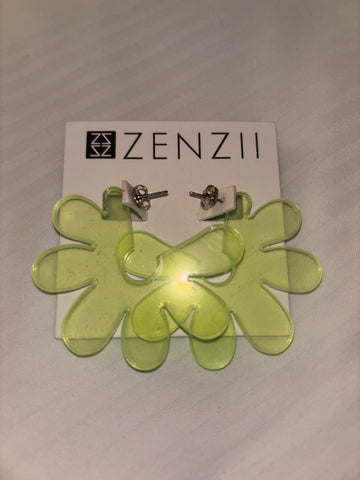 Green Retro Flower Earrings