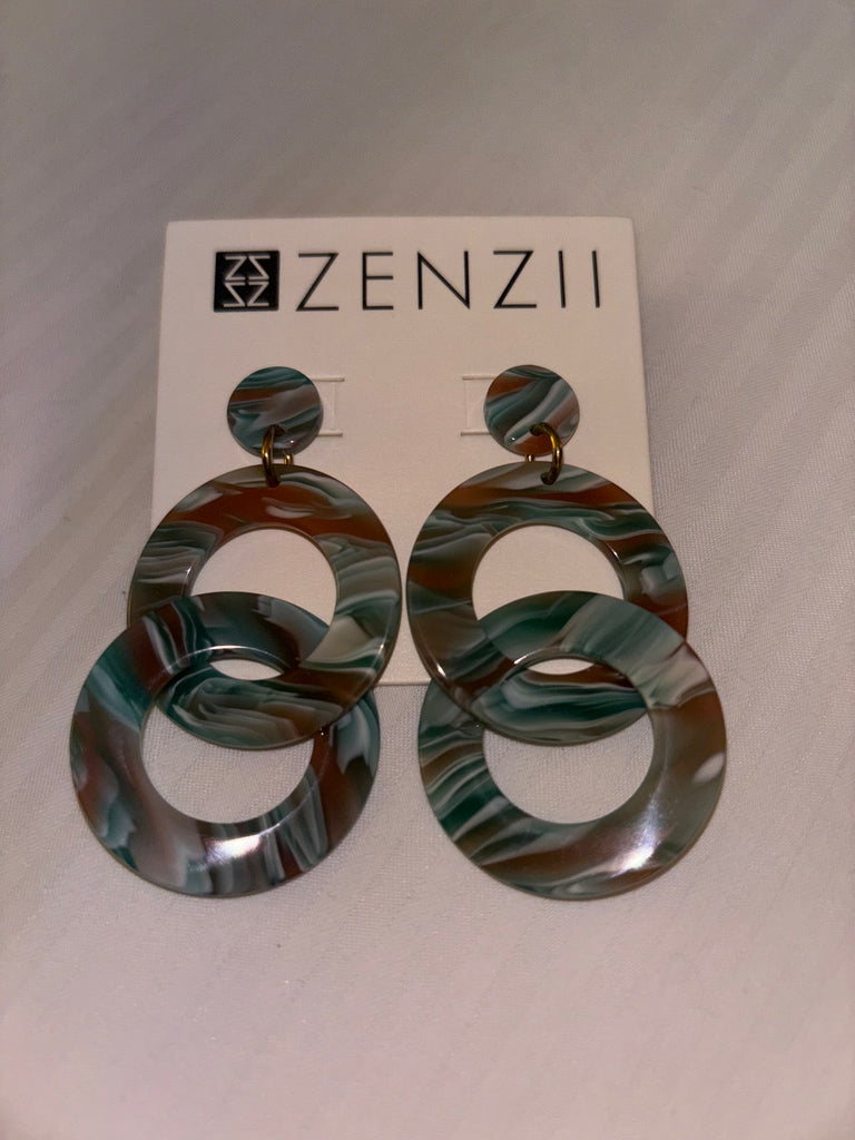 Zenzii Blue/Rust Marble Earrings