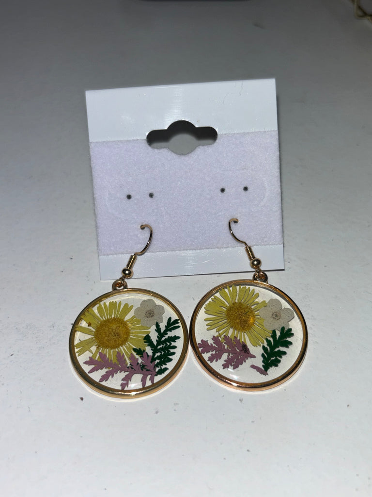 Oval Pressed Flower Earrings