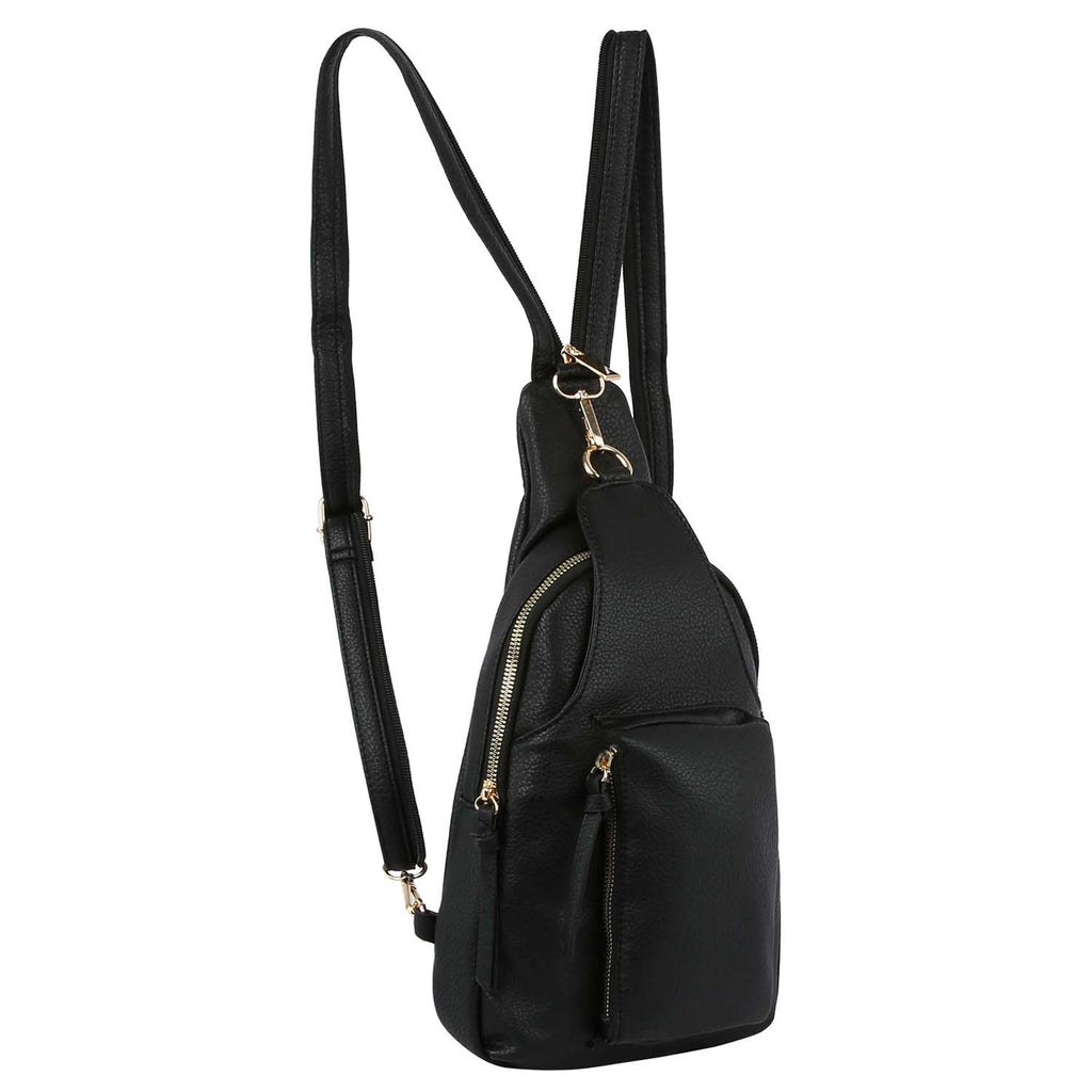 Vegan Leather Convertible Backpack Sling Bag