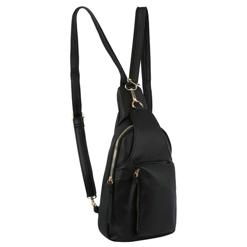 Vegan Leather Convertible Backpack Sling Bag