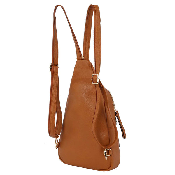 Vegan Leather Convertible Backpack Sling Bag