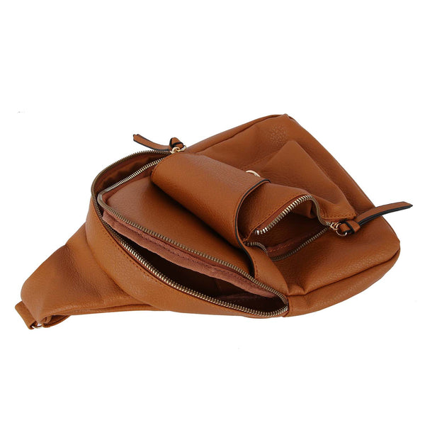 Vegan Leather Convertible Backpack Sling Bag