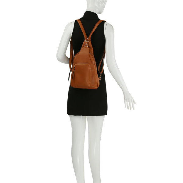 Vegan Leather Convertible Backpack Sling Bag