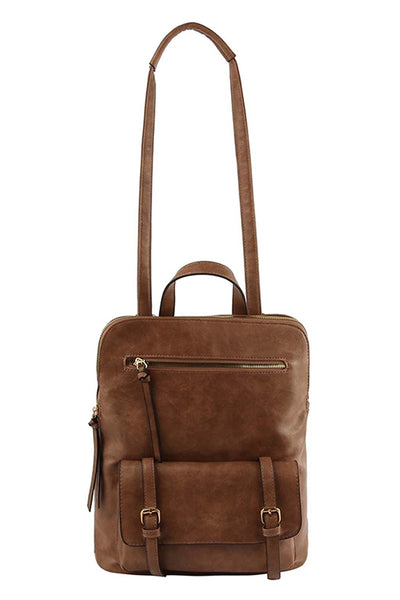 Vegan Leather Convertible Backpack/Crossbody