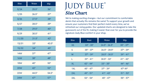 Judy Blue Size Chart