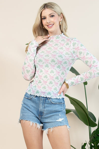 Sheer Shamrocks & Bows Top