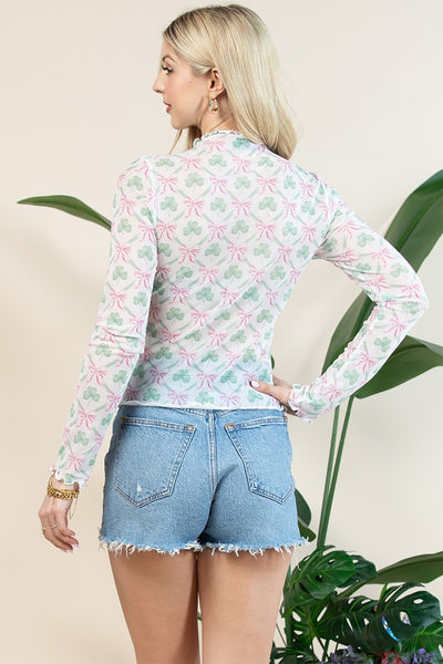 Sheer Shamrocks & Bows Top