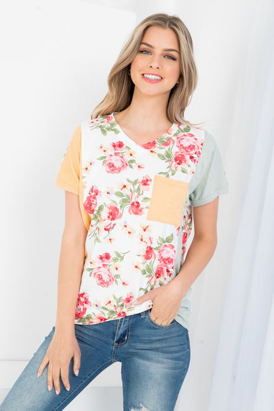 Sage & Mustard Floral Print Top