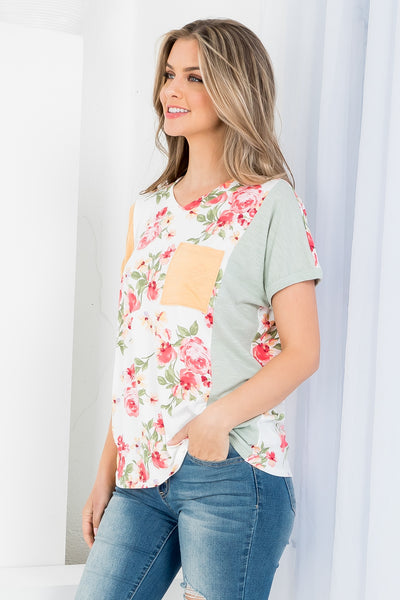 Sage & Mustard Floral Print Top