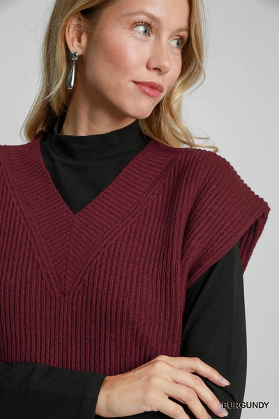 Burgundy Oversized Sweater Vest