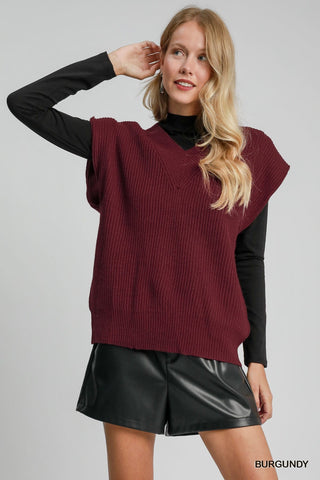Burgundy Oversized Sweater Vest