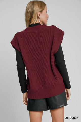 Burgundy Oversized Sweater Vest
