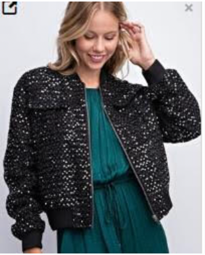 Sparkling Sequin Zip Up Jacket