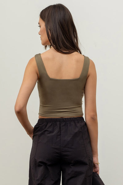 Reversible Cropped Square Neck Tank