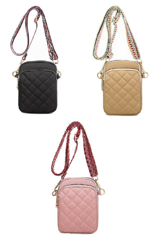 Quilted Crossbody Sling Back With Guitar Strap