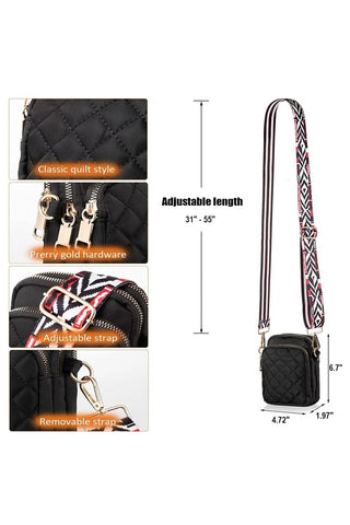 Quilted Crossbody Sling Back With Guitar Strap