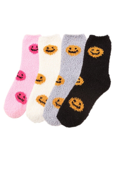 Smiley Face Cozy Plush Socks